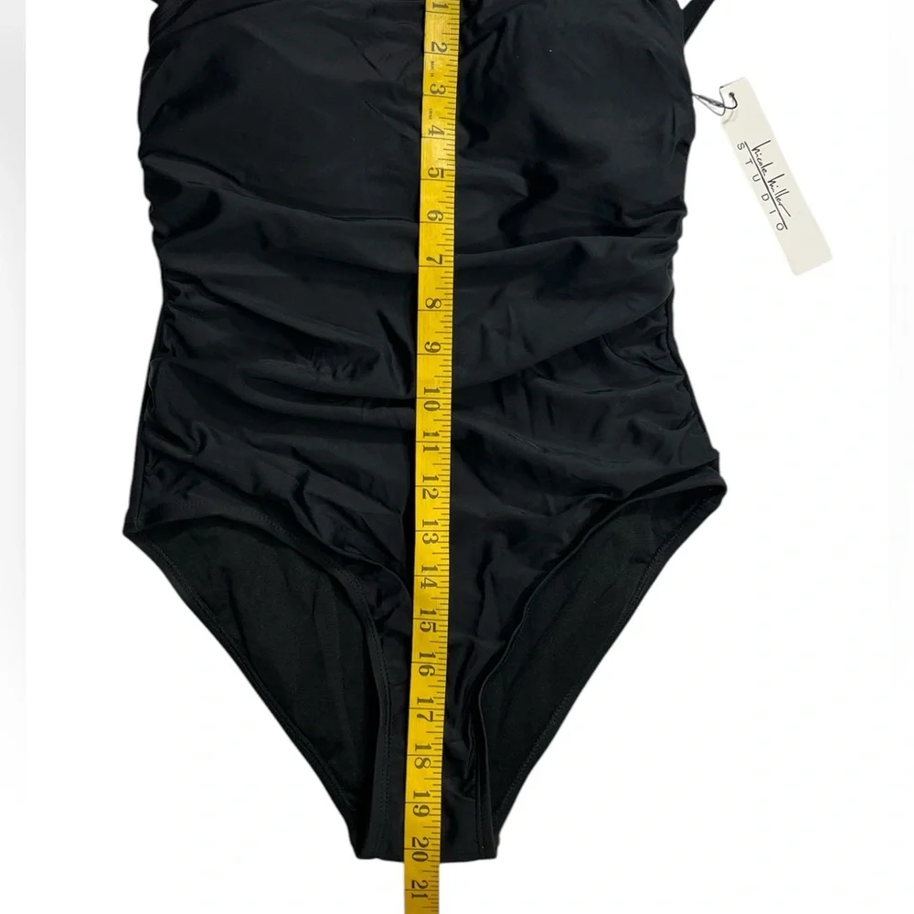 Nicole Miller Black One Piece Swimsuit NWT Sz S Adjustable Thin Straps Classic